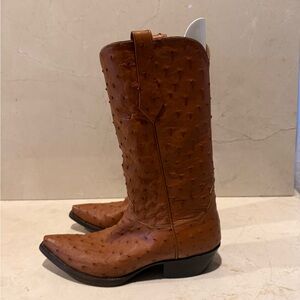 Premium Ostrich Leather Cowboy Boots